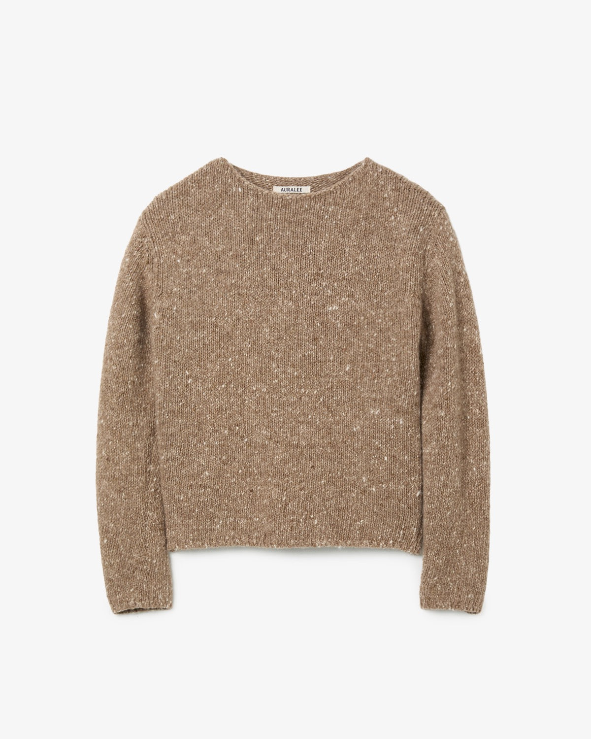 LOW-GAUGE HOMESPUN TWEED KNIT BOAT-NECK P/O