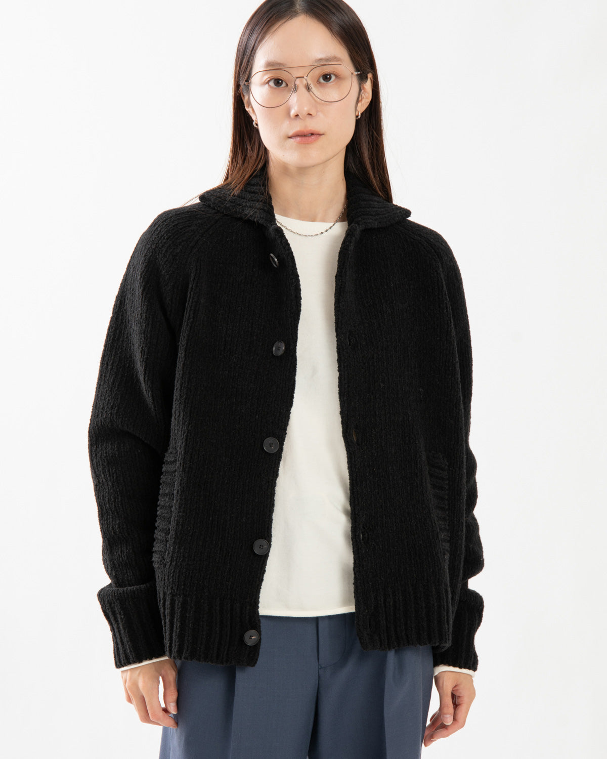 CASHMERE CHENILLE KNIT CARDIGAN