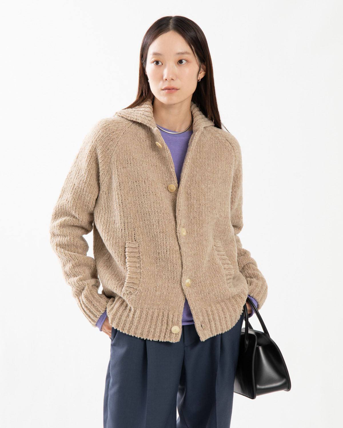 CASHMERE CHENILLE KNIT CARDIGAN