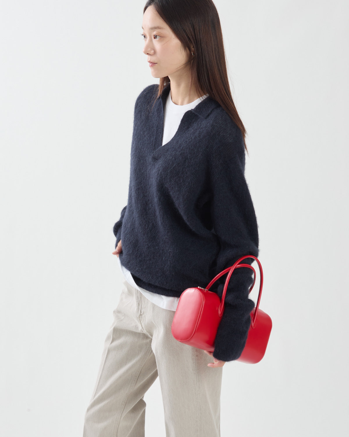 BABY SURI ALPACA SHEER KNIT SKIPPER POLO (WOMEN'S)