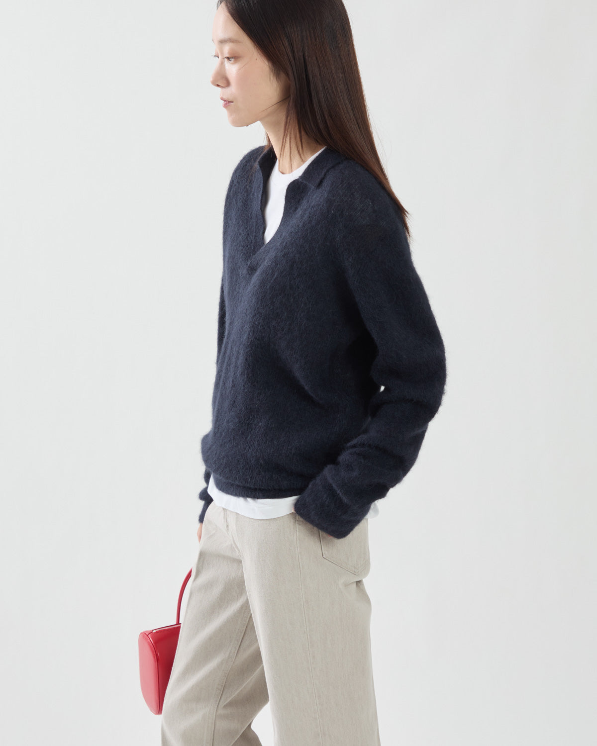 BABY SURI ALPACA SHEER KNIT SKIPPER POLO (WOMEN'S)