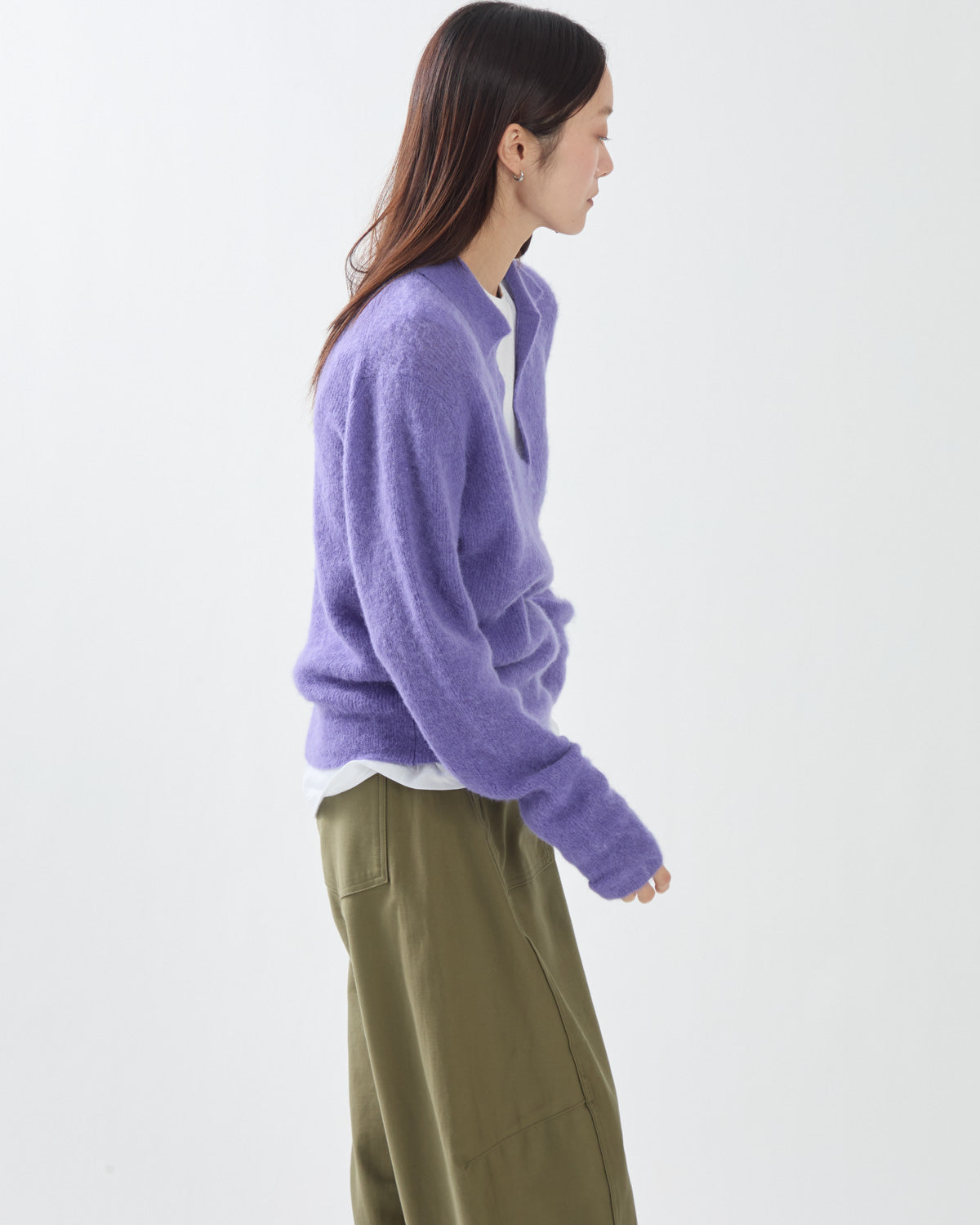 BABY SURI ALPACA SHEER KNIT SKIPPER POLO (WOMEN'S)