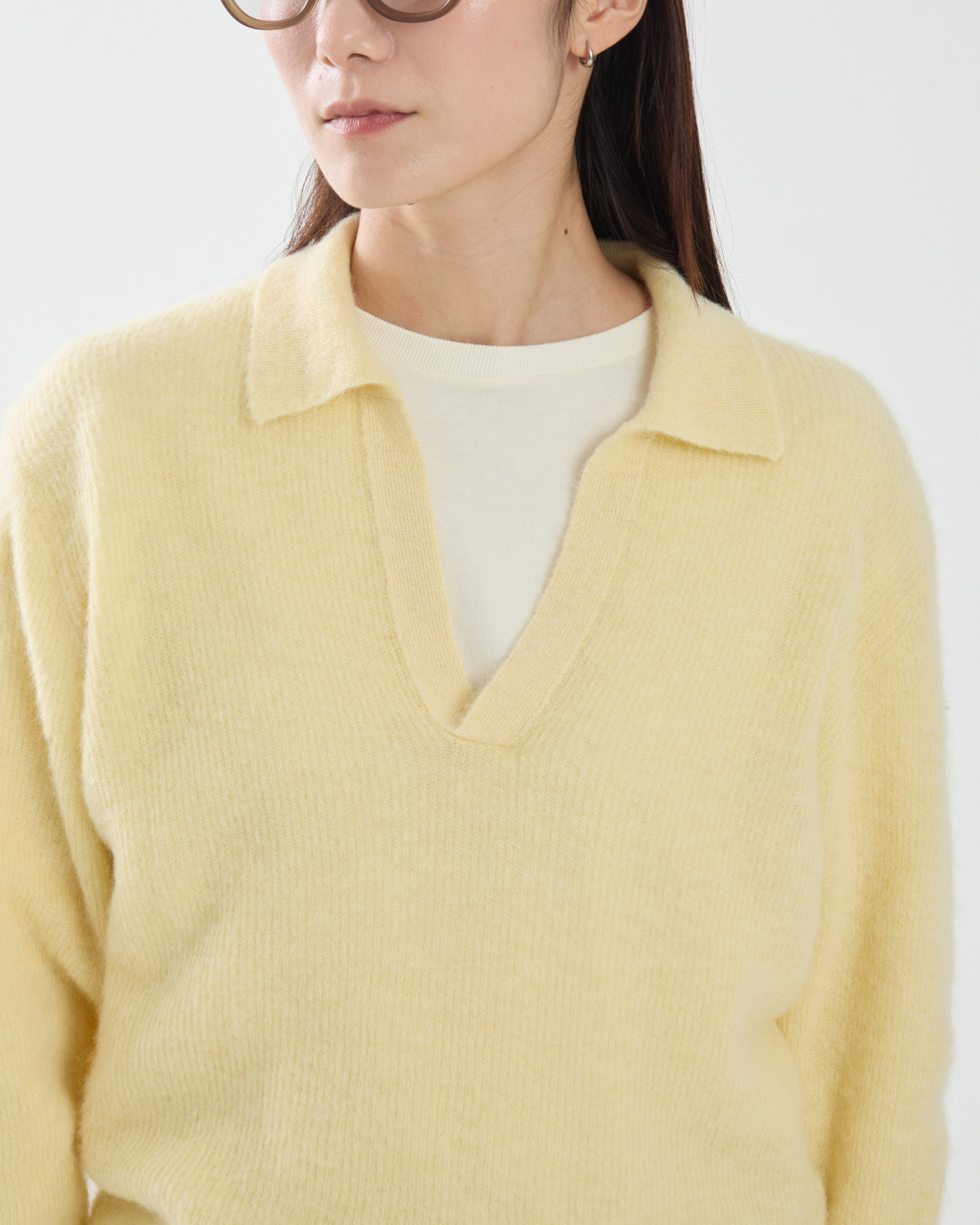 BABY SURI ALPACA SHEER KNIT SKIPPER POLO (WOMEN'S)