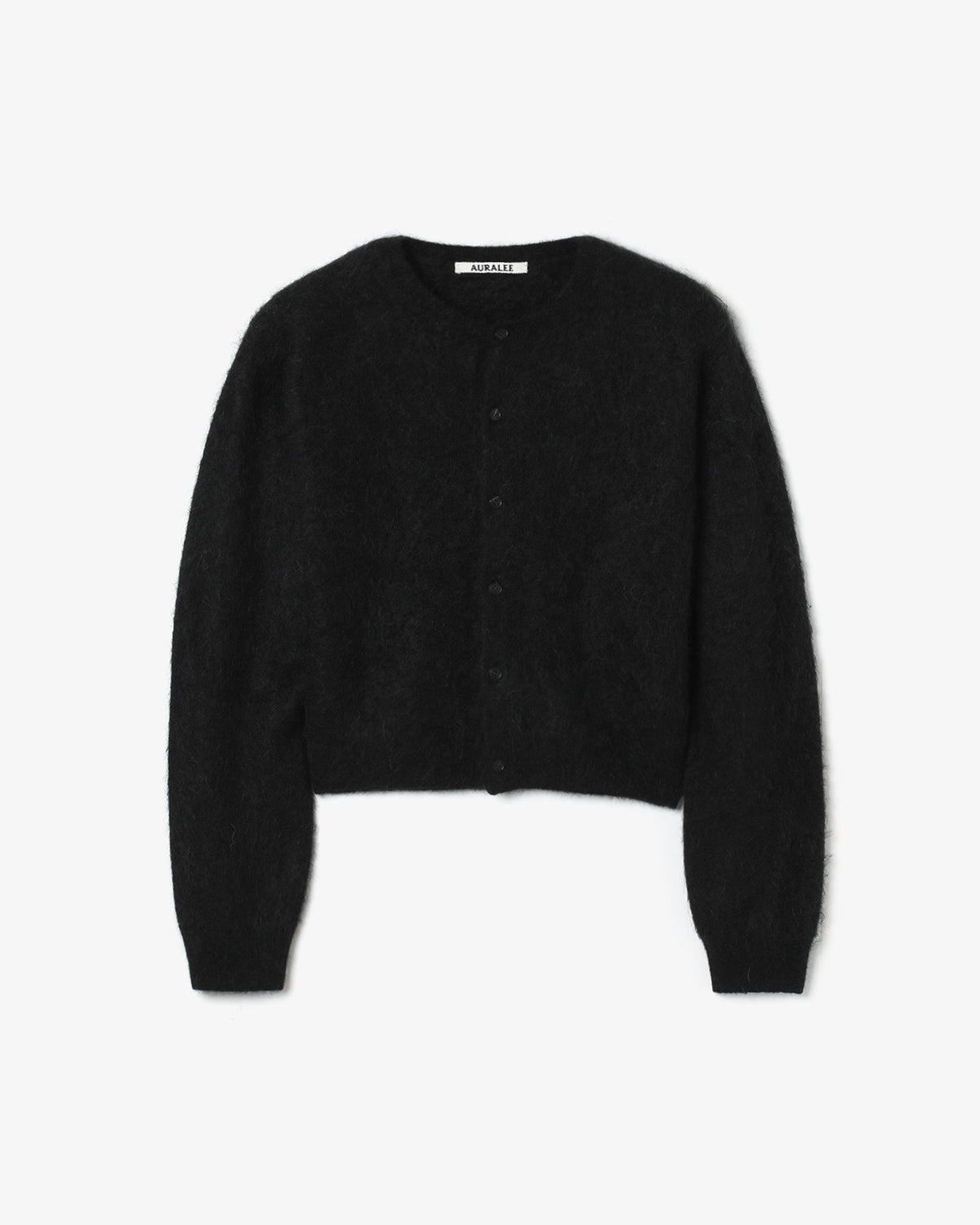 GARMENT-DYED BABY ALPACA FUR KNIT CREW-NECK CARDIGAN