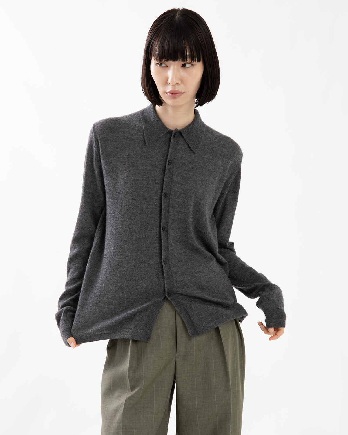 HIGH GAUGE SOFT CASHMERE KNIT SHIRT CARDIGAN