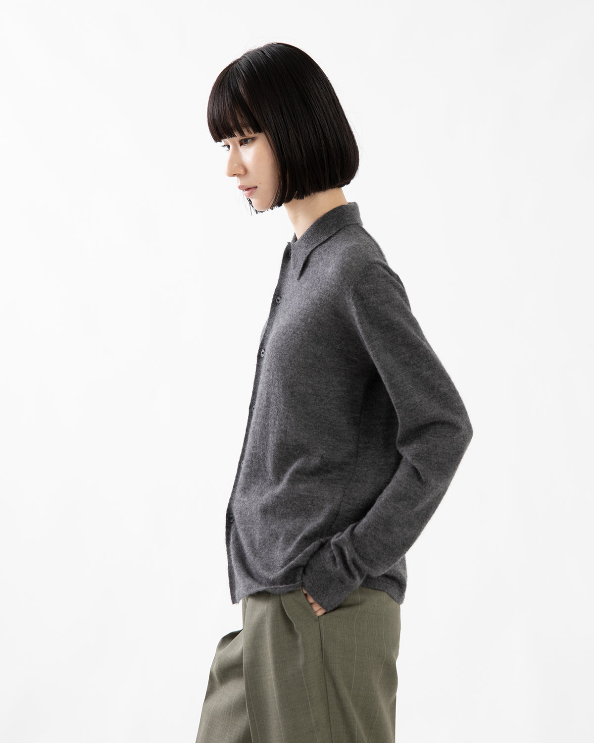 HIGH GAUGE SOFT CASHMERE KNIT SHIRT CARDIGAN