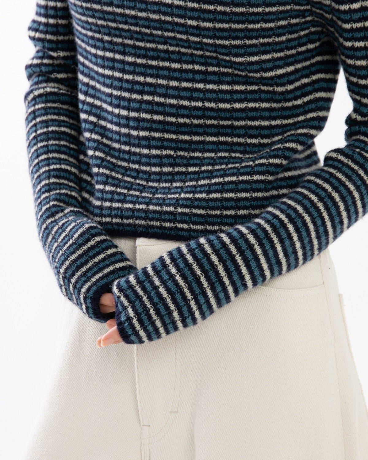 SHETLAND WOOL CASHMERE RIB KNIT BOAT-NECK P/O