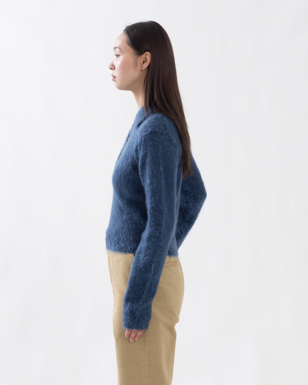 BRUSHED SUPER KID MOHAIR KNIT POLO (WOMEN'S)