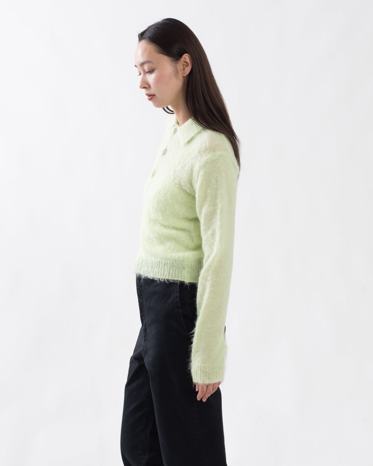 BRUSHED SUPER KID MOHAIR KNIT POLO (WOMEN'S)