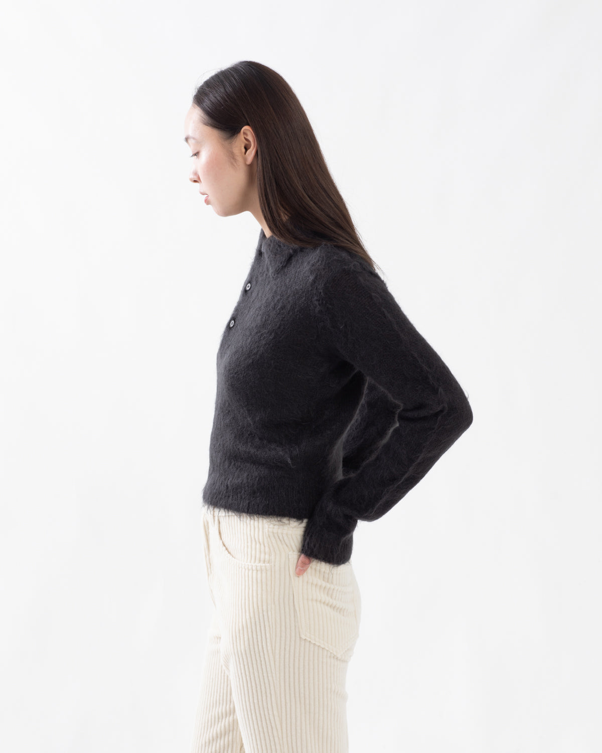 BRUSHED SUPER KID MOHAIR KNIT POLO (WOMEN'S)