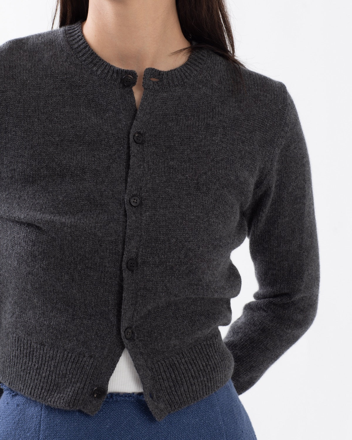 LIGHT CASHMERE KNIT CREW-NECK CARDIGAN