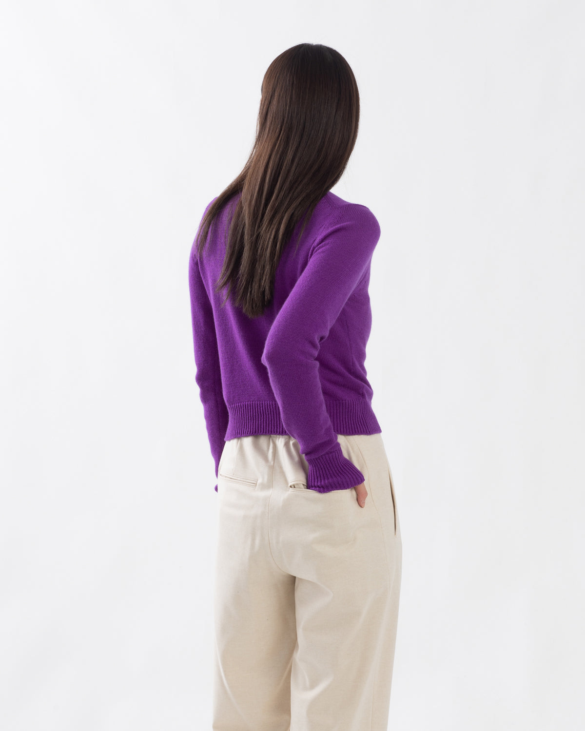LIGHT CASHMERE KNIT CREW-NECK CARDIGAN