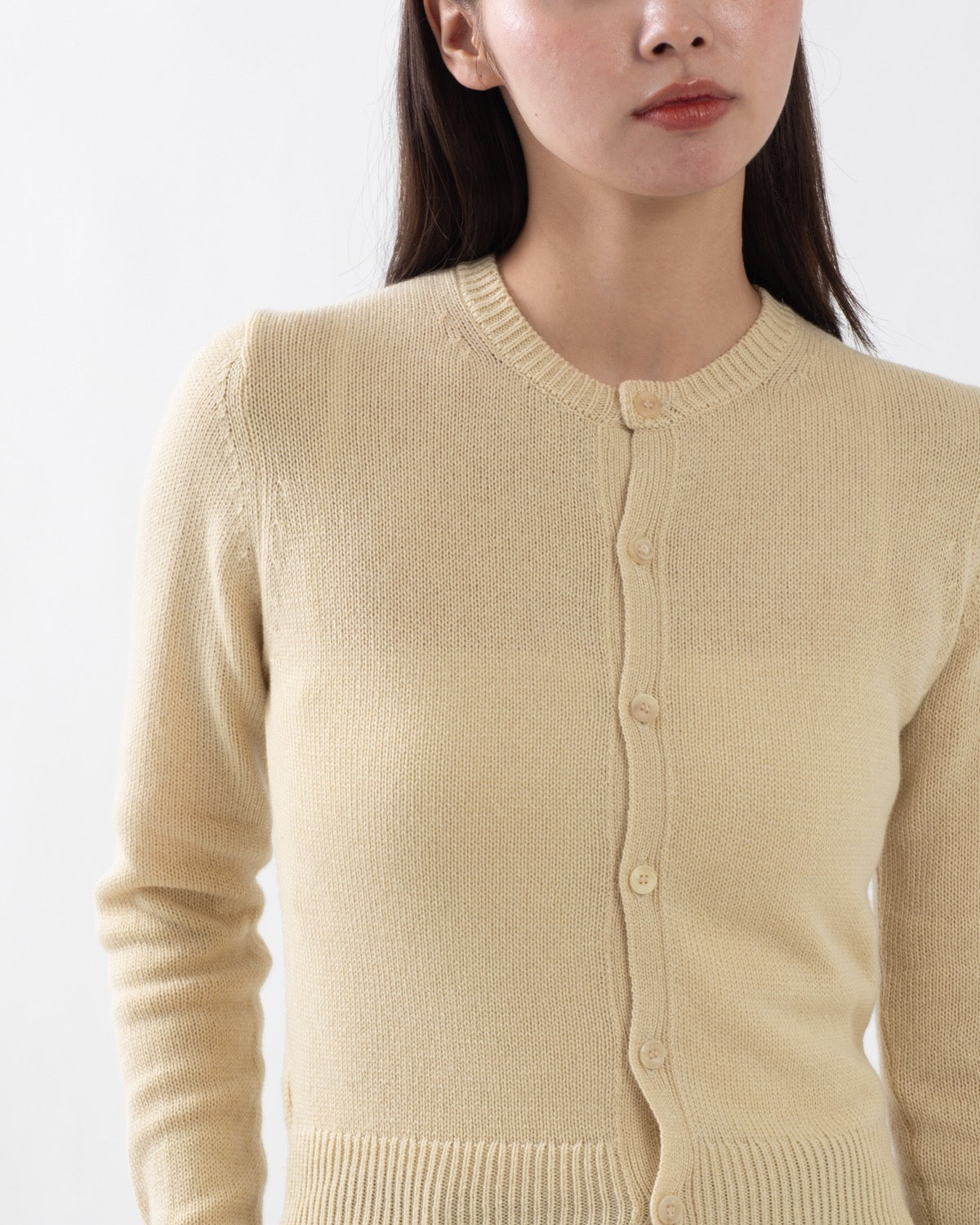 LIGHT CASHMERE KNIT CREW-NECK CARDIGAN