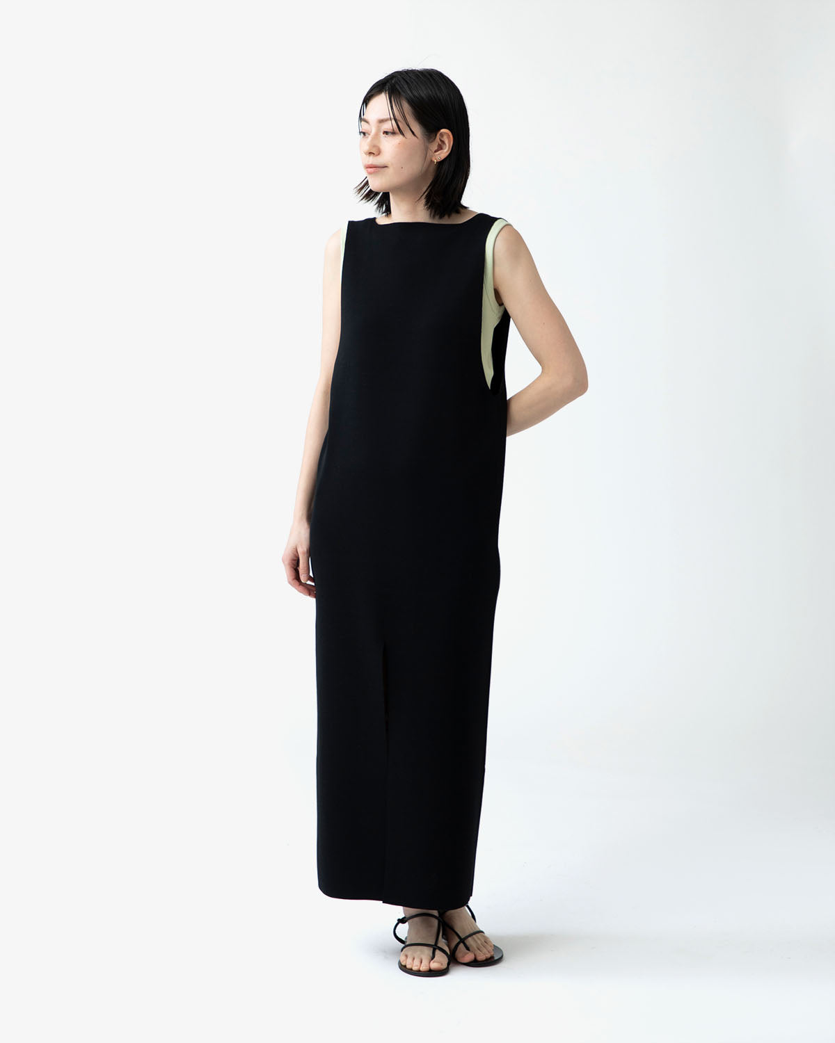 WOOL RECYCLE POLYESTER HIGH GAUGE KNIT DRESS