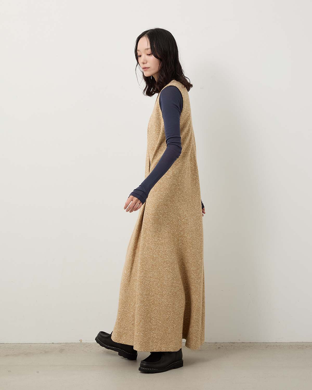 HOMESPUN TWEED DRAPE DRESS