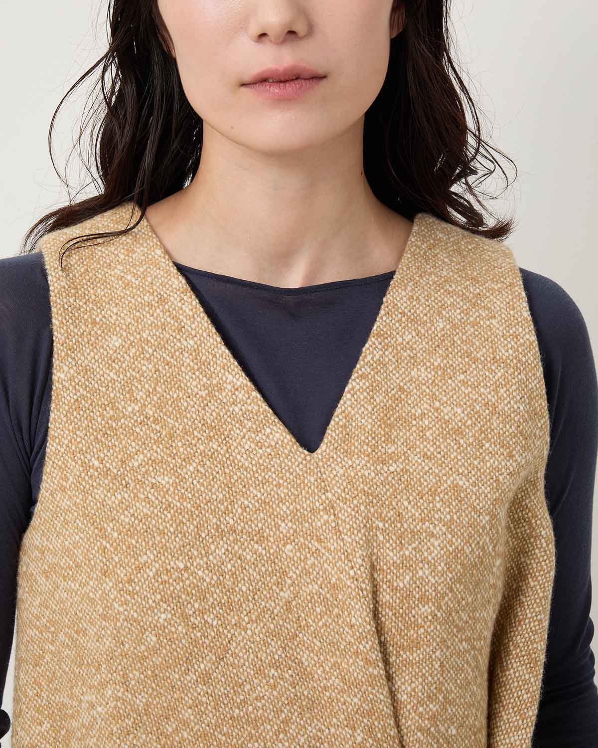 HOMESPUN TWEED DRAPE DRESS