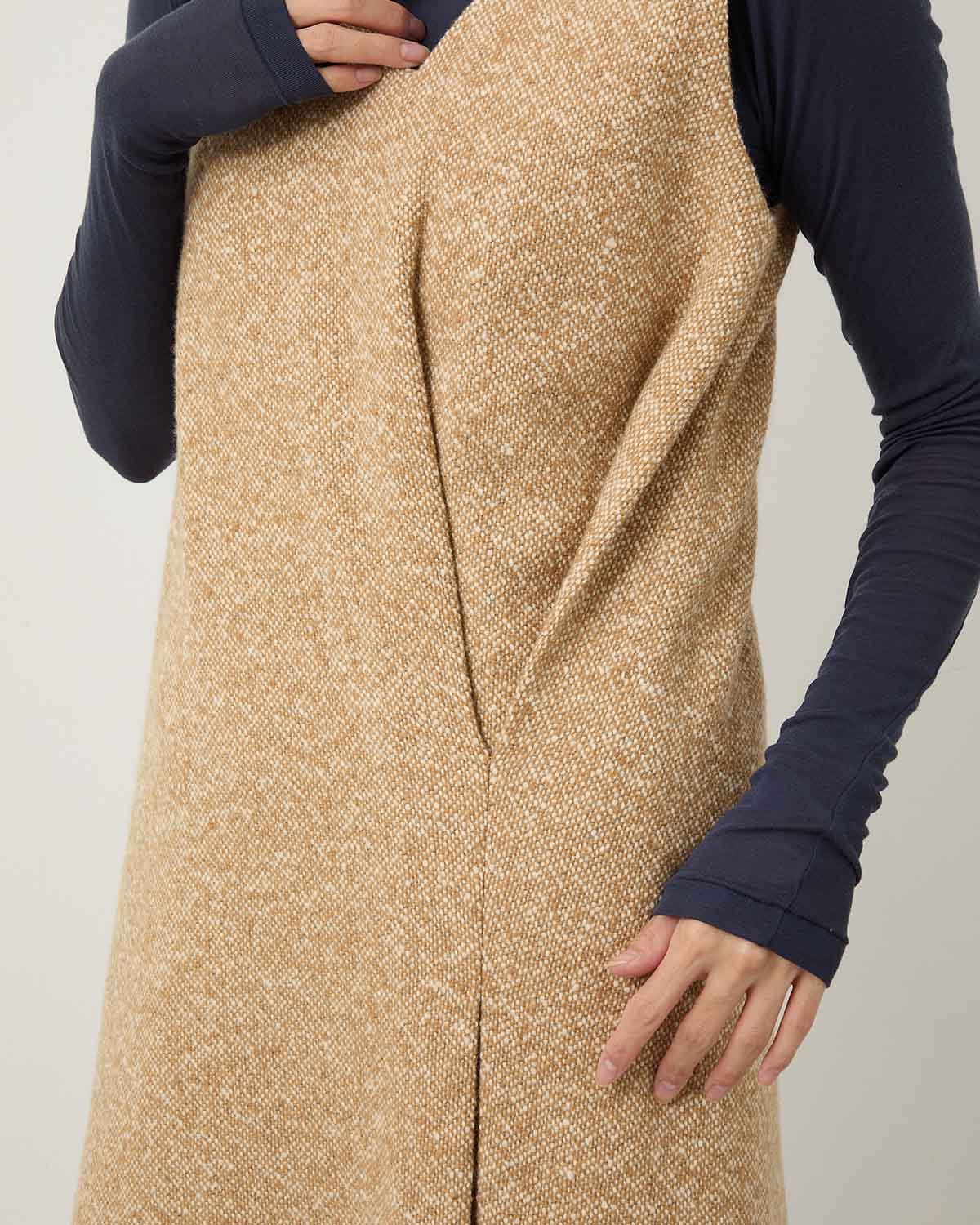 HOMESPUN TWEED DRAPE DRESS