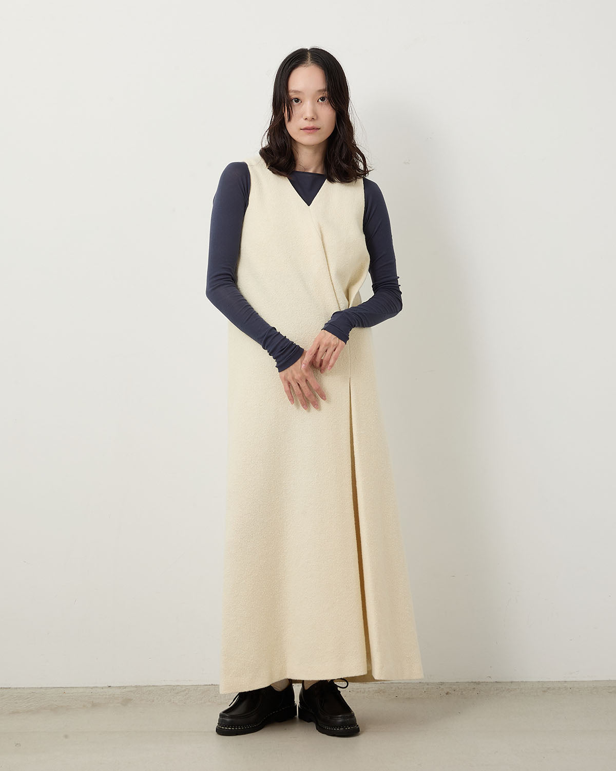 HOMESPUN TWEED DRAPE DRESS