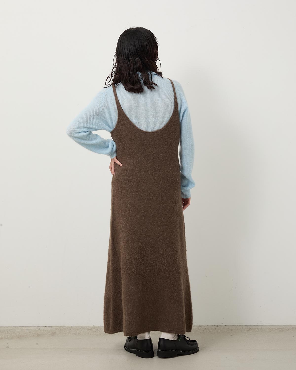 GARMENT-DYED BABY ALPACA FUR KNIT DRESS