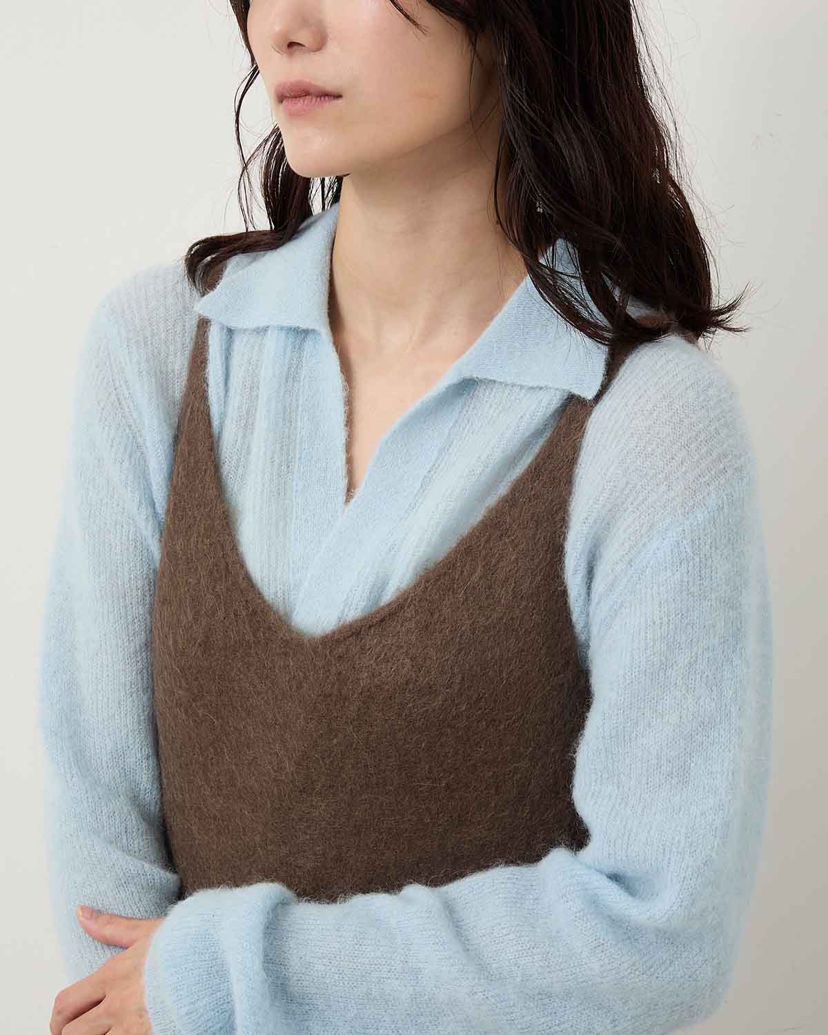 GARMENT-DYED BABY ALPACA FUR KNIT DRESS