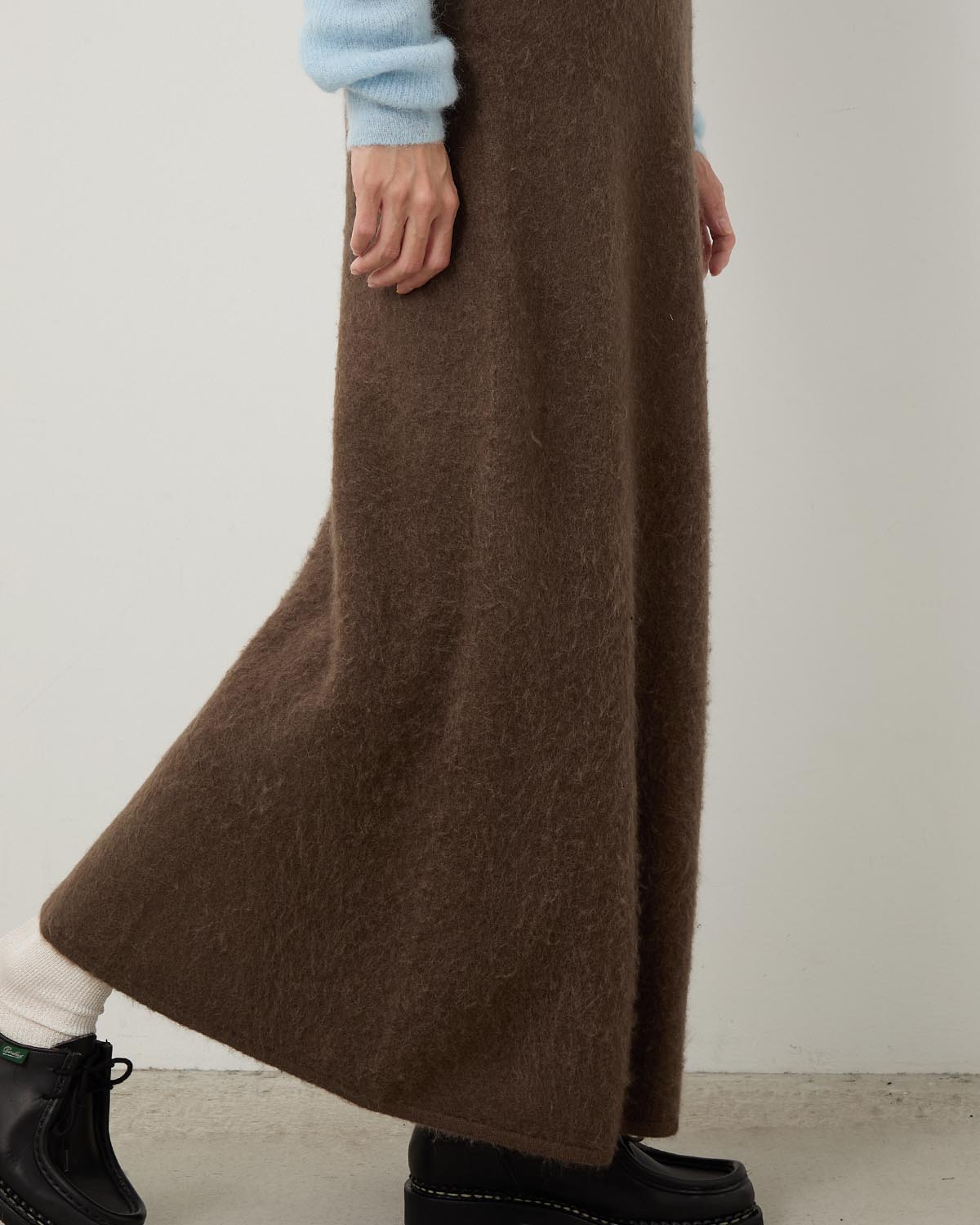 GARMENT-DYED BABY ALPACA FUR KNIT DRESS