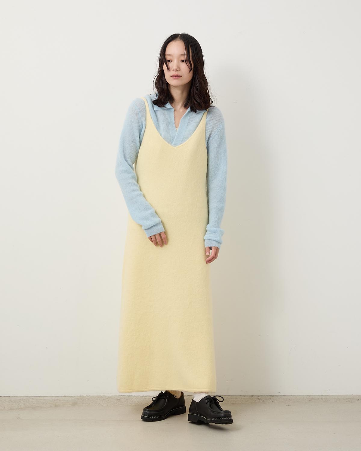 GARMENT-DYED BABY ALPACA FUR KNIT DRESS