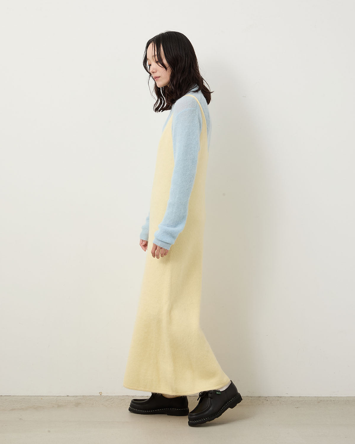 GARMENT-DYED BABY ALPACA FUR KNIT DRESS