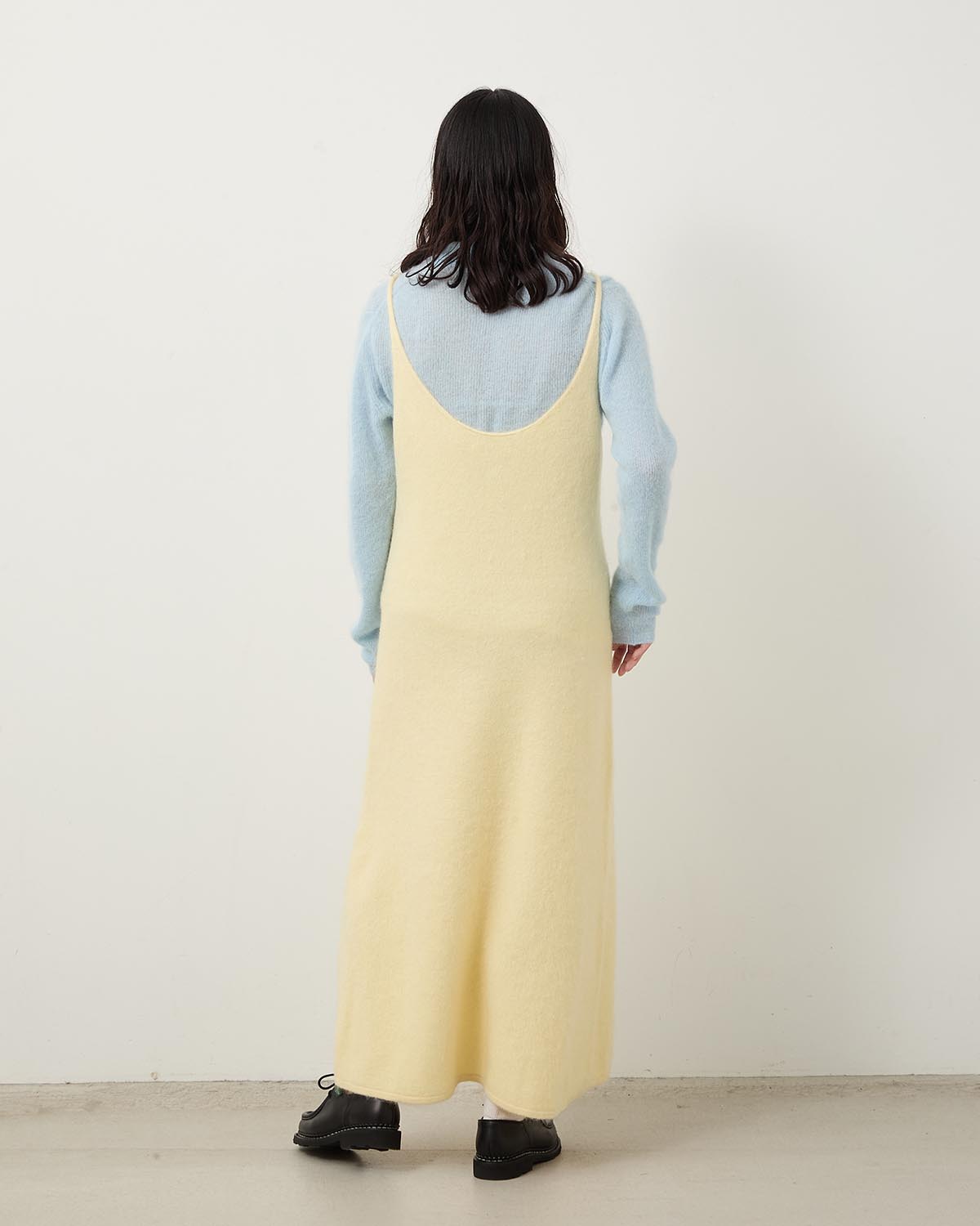 GARMENT-DYED BABY ALPACA FUR KNIT DRESS