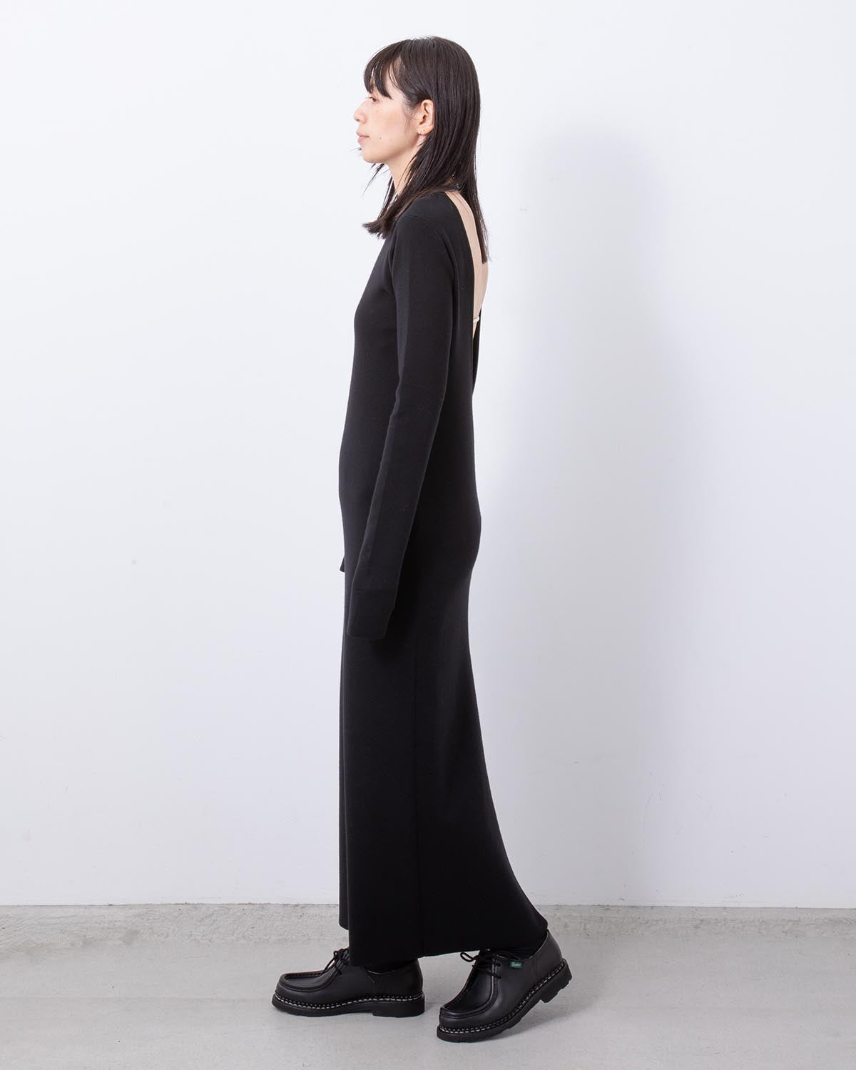 WOOL STRETCH DOUBLE FACE KNIT DRESS