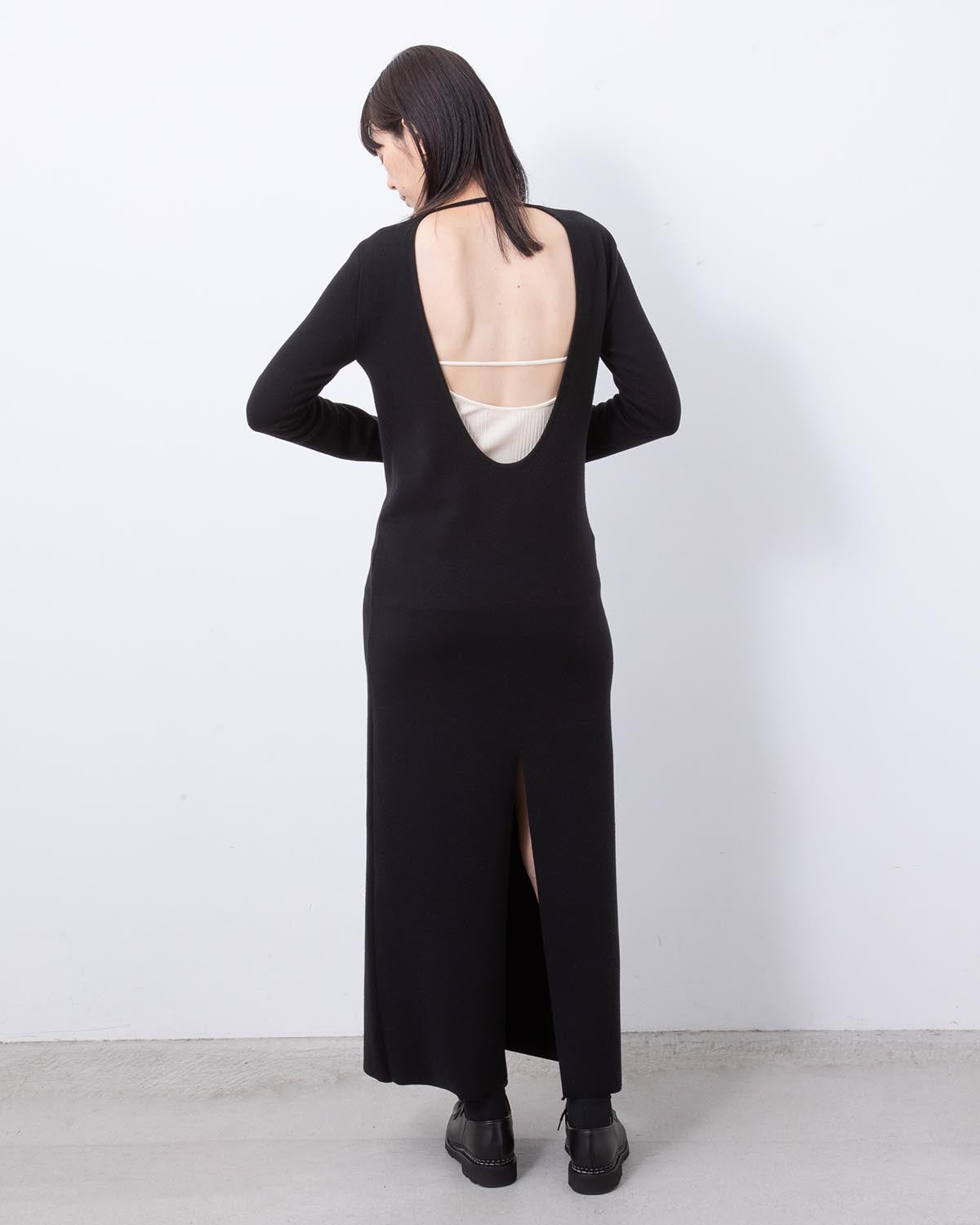 WOOL STRETCH DOUBLE FACE KNIT DRESS