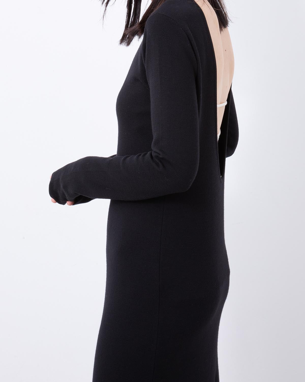 WOOL STRETCH DOUBLE FACE KNIT DRESS