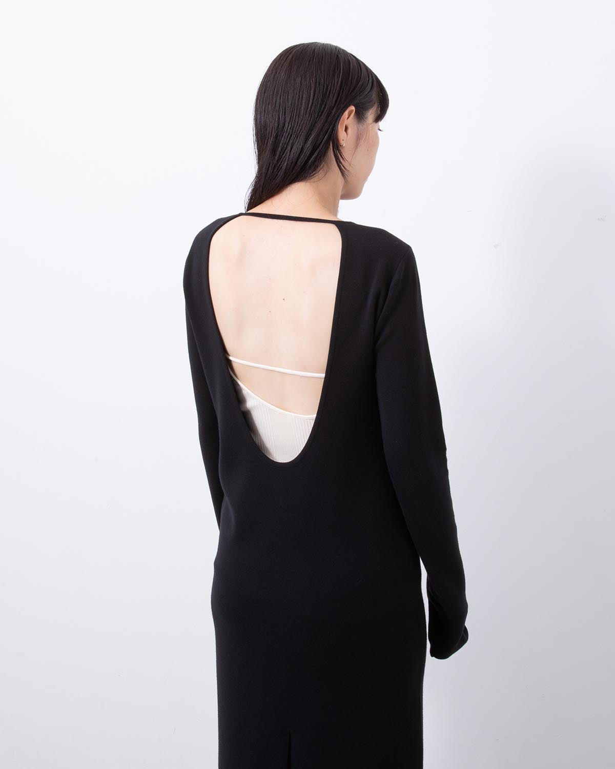 WOOL STRETCH DOUBLE FACE KNIT DRESS