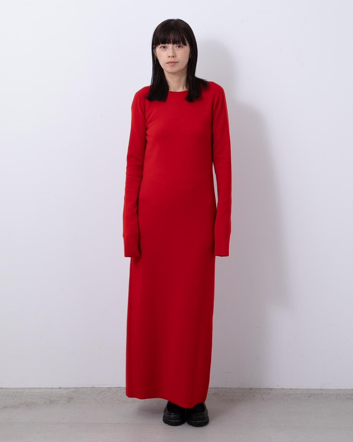 WOOL STRETCH DOUBLE FACE KNIT DRESS