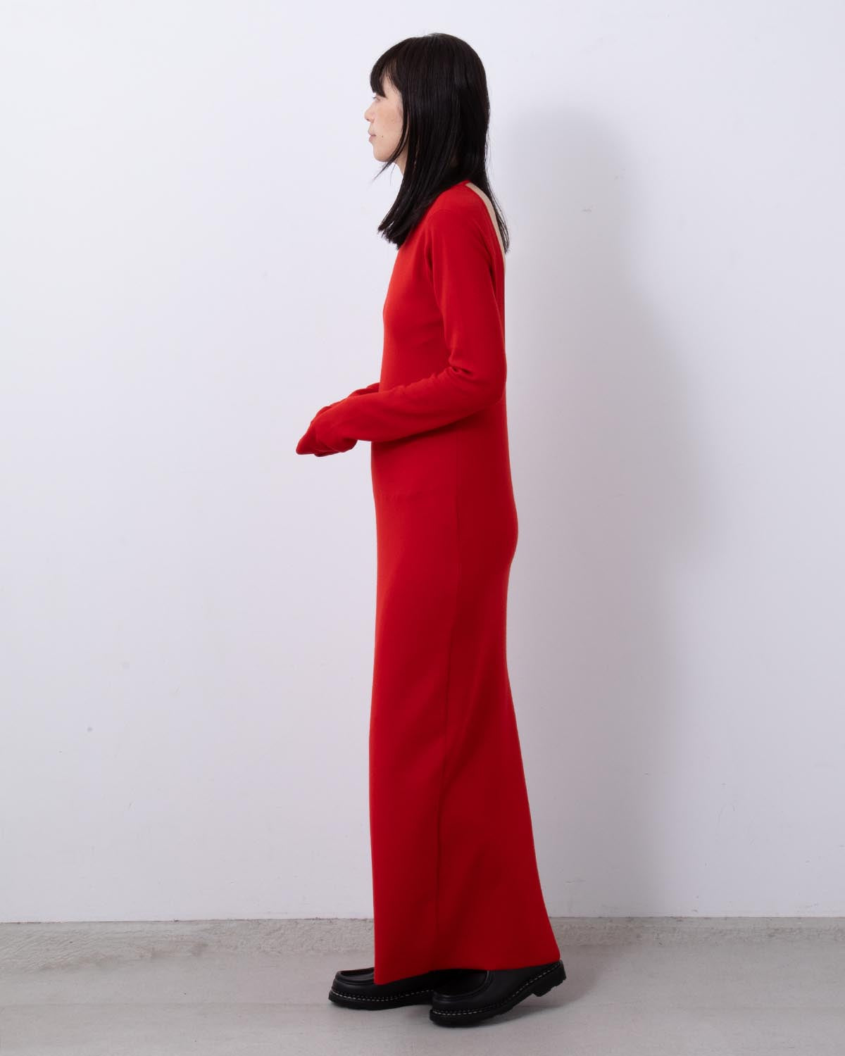 WOOL STRETCH DOUBLE FACE KNIT DRESS