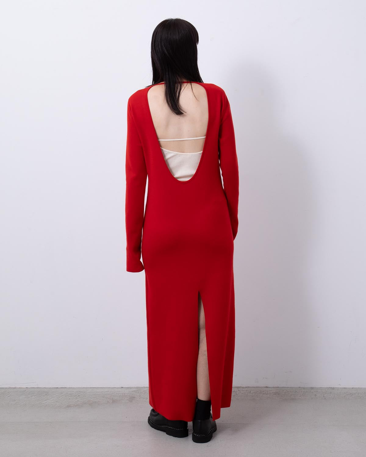 WOOL STRETCH DOUBLE FACE KNIT DRESS