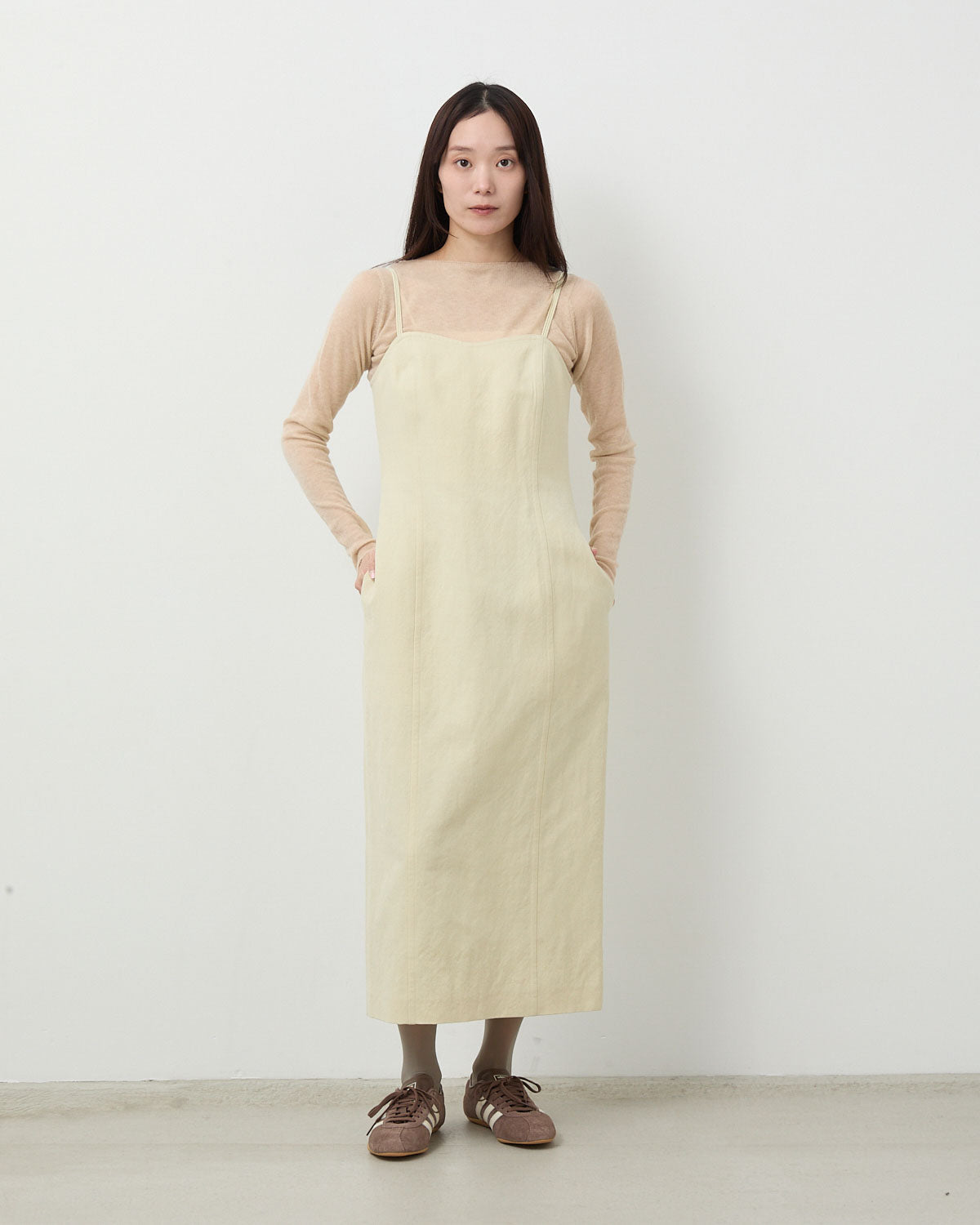 WOOL COTTON LINEN OX CAMISOLE DRESS