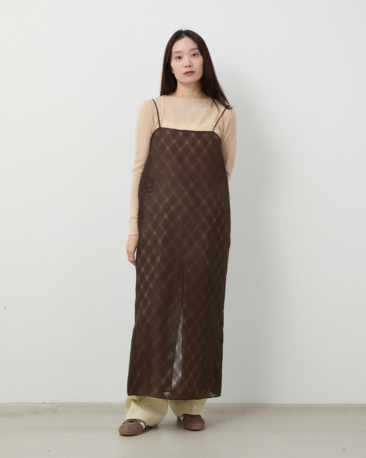 SHEER SILK COTTON CUT JACQUARD CAMISOLE DRESS