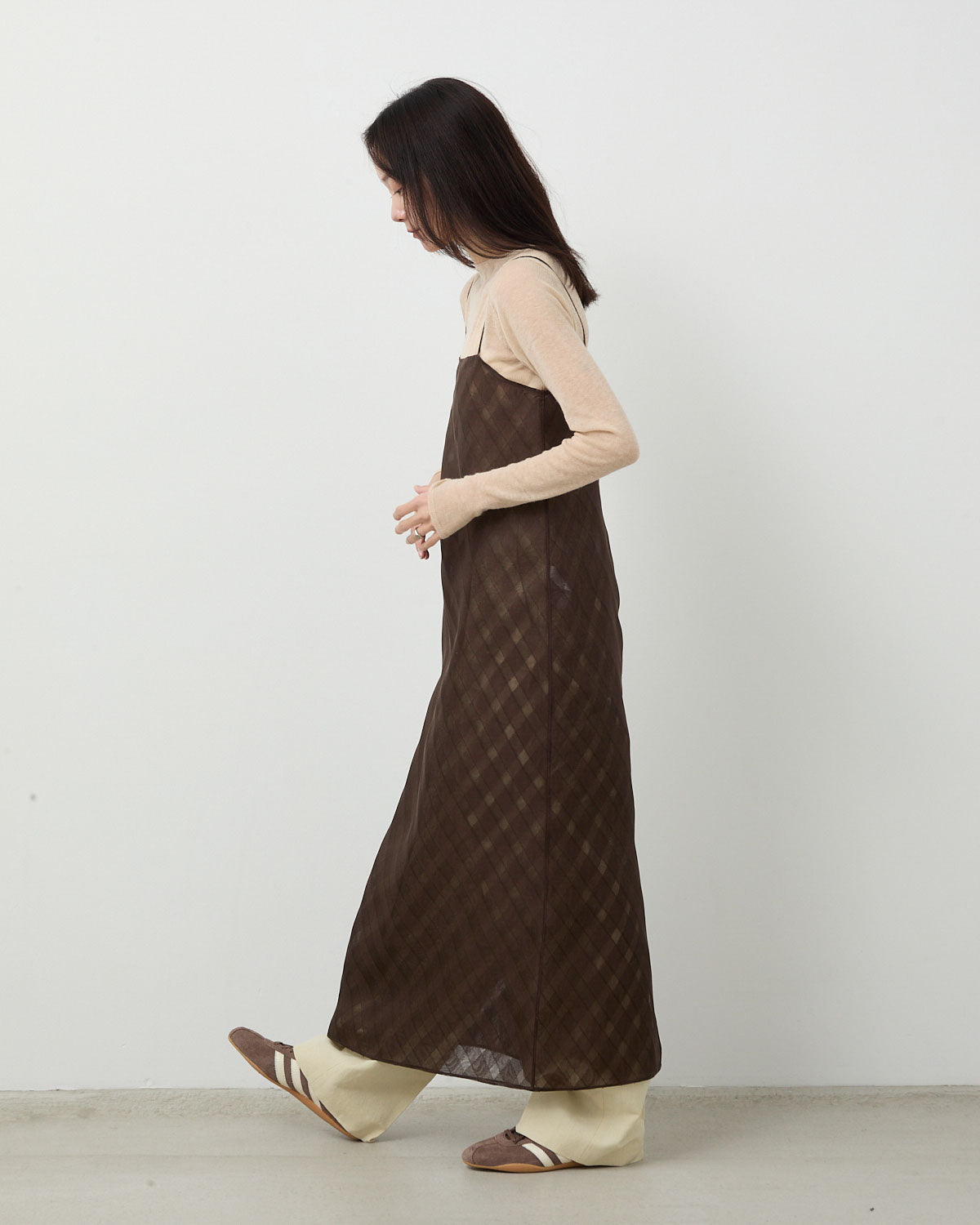 SHEER SILK COTTON CUT JACQUARD CAMISOLE DRESS