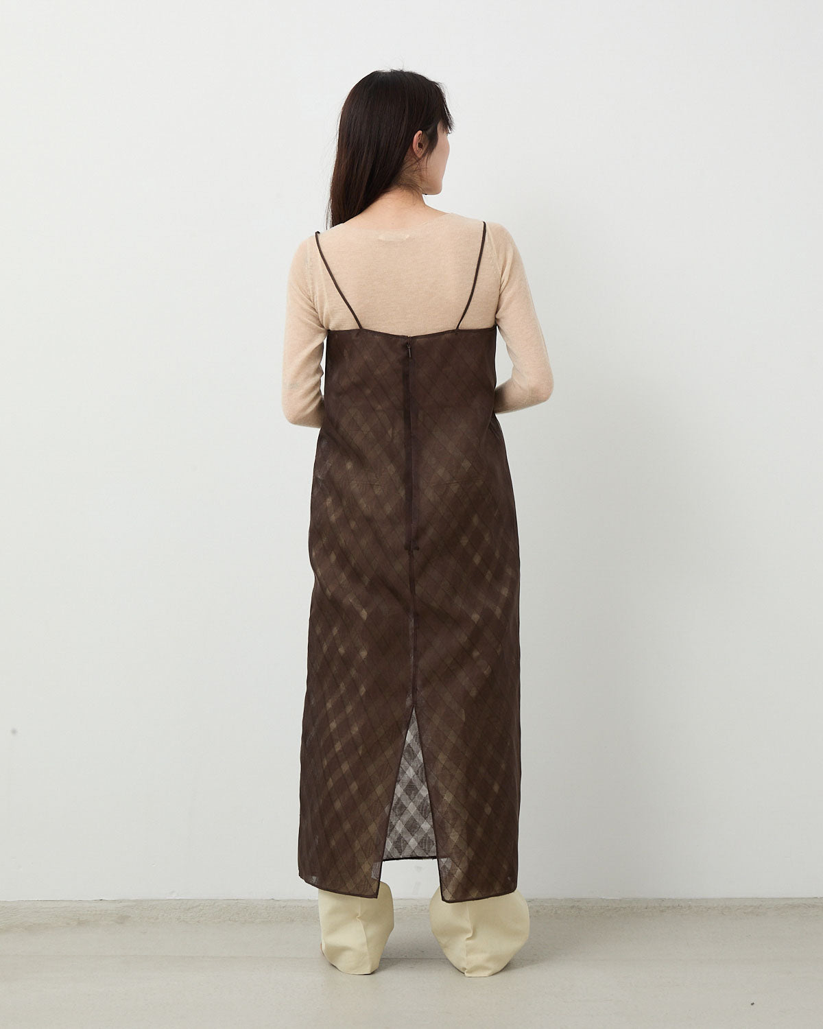 SHEER SILK COTTON CUT JACQUARD CAMISOLE DRESS