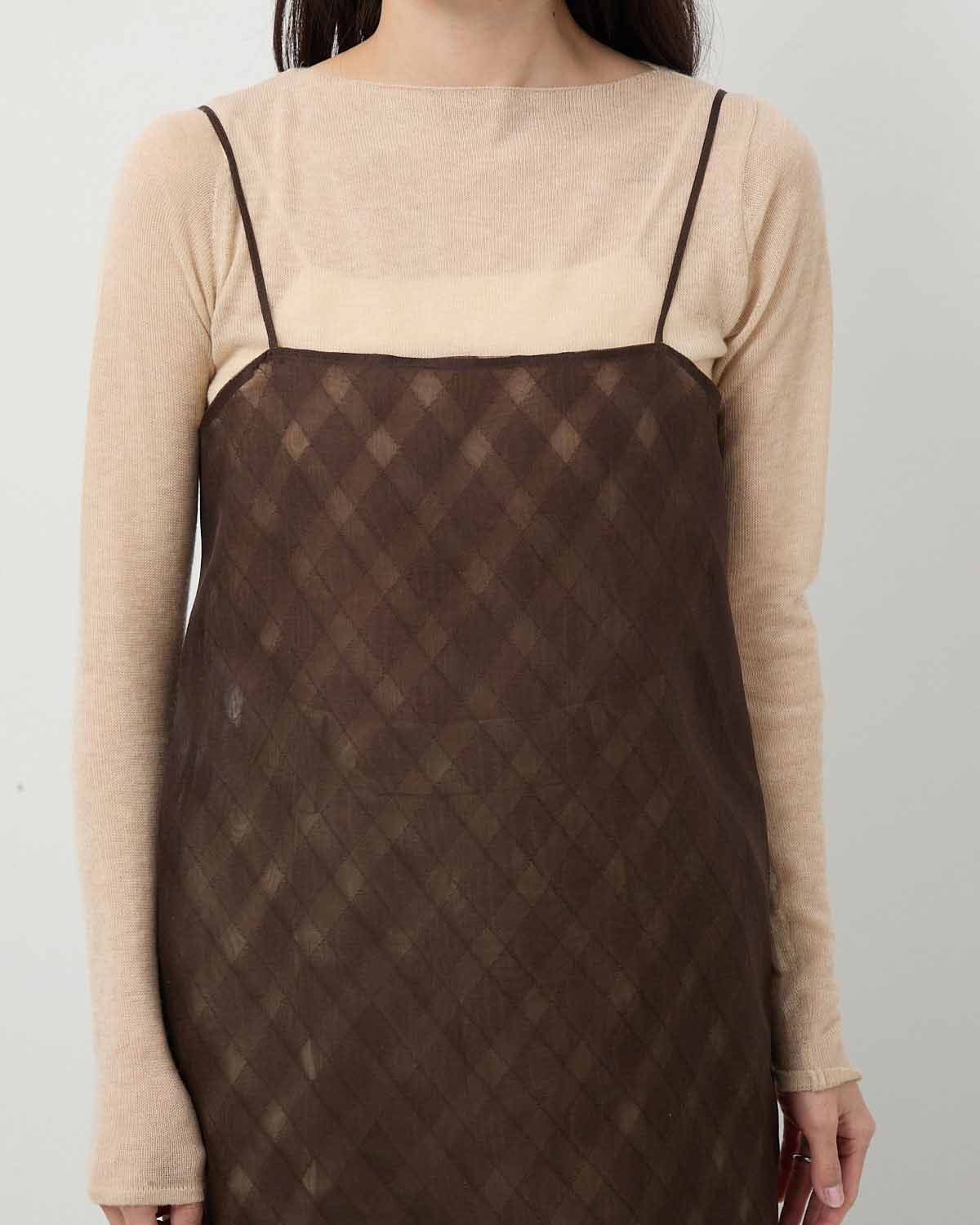 SHEER SILK COTTON CUT JACQUARD CAMISOLE DRESS