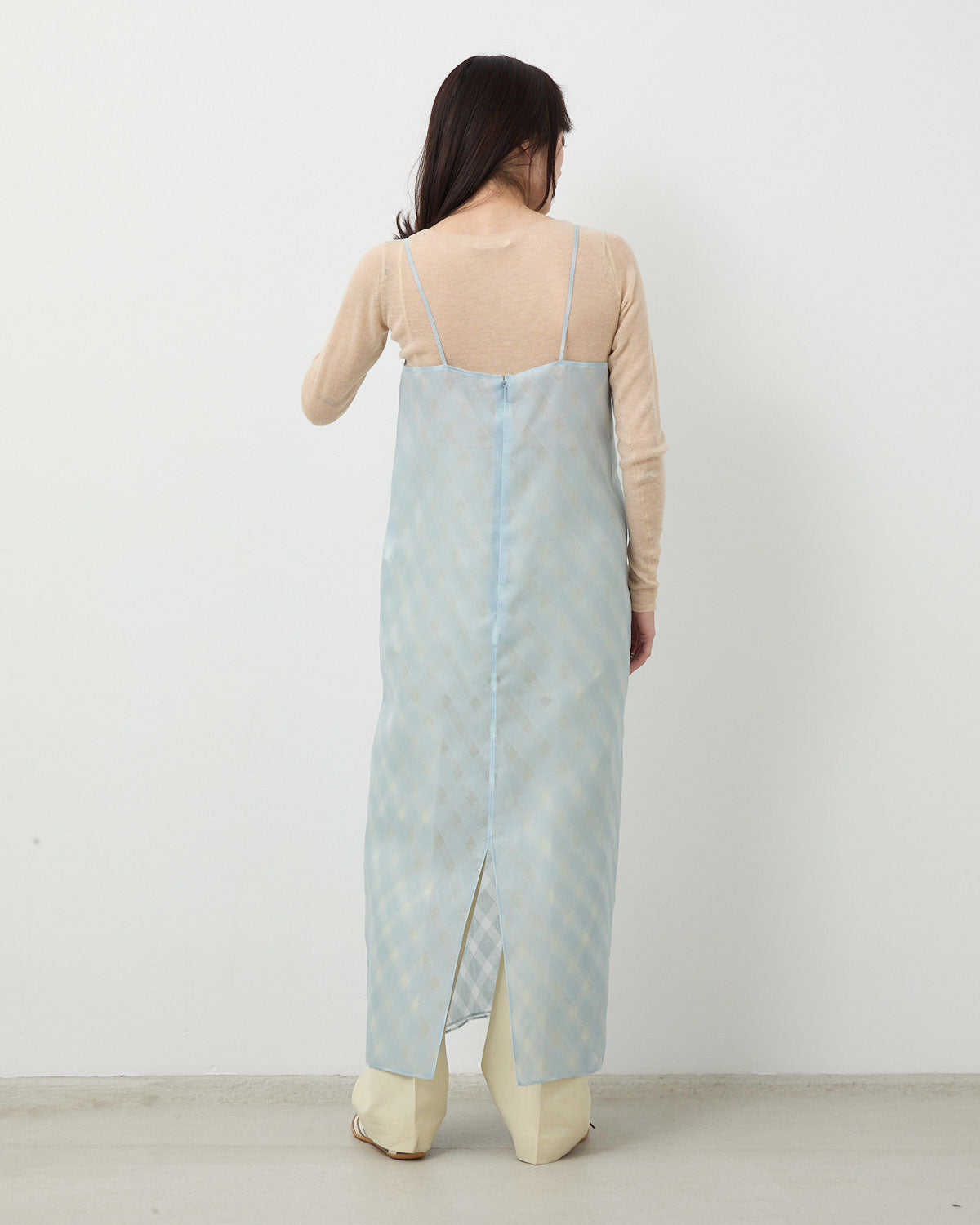 SHEER SILK COTTON CUT JACQUARD CAMISOLE DRESS