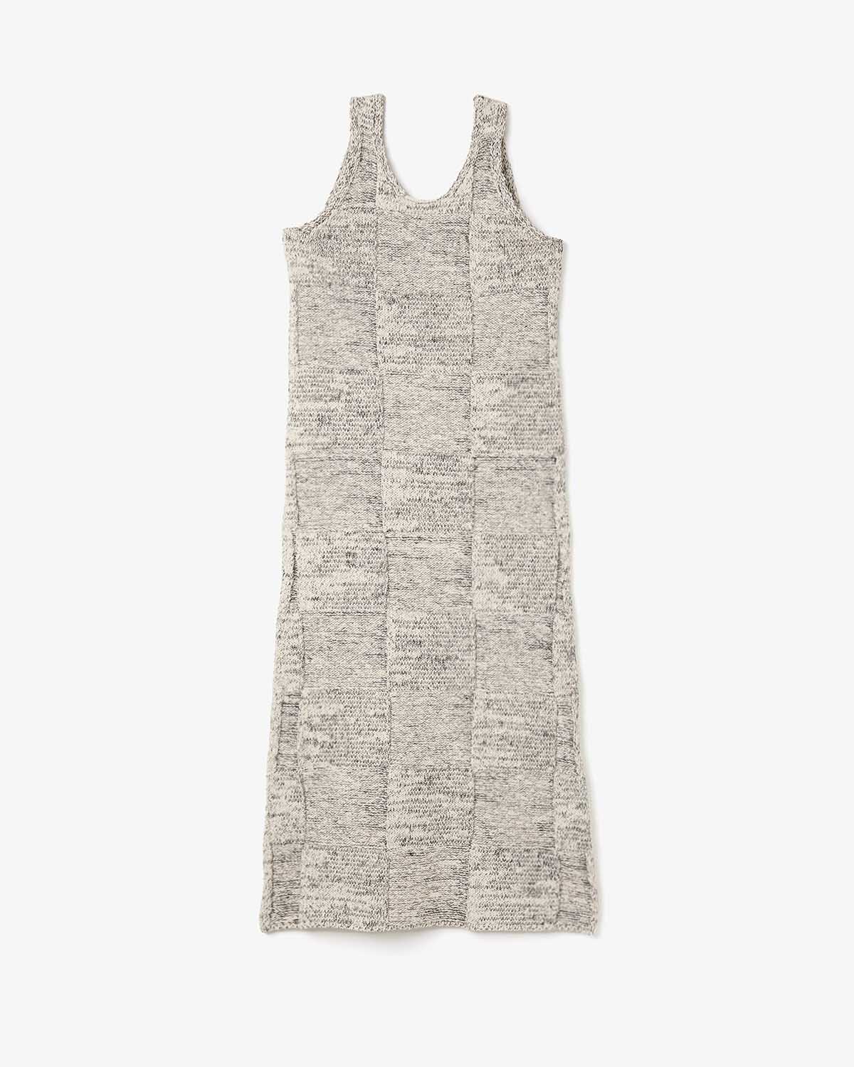 STRUCTURED COTTON LINEN PANEL KNIT MINI DRESS