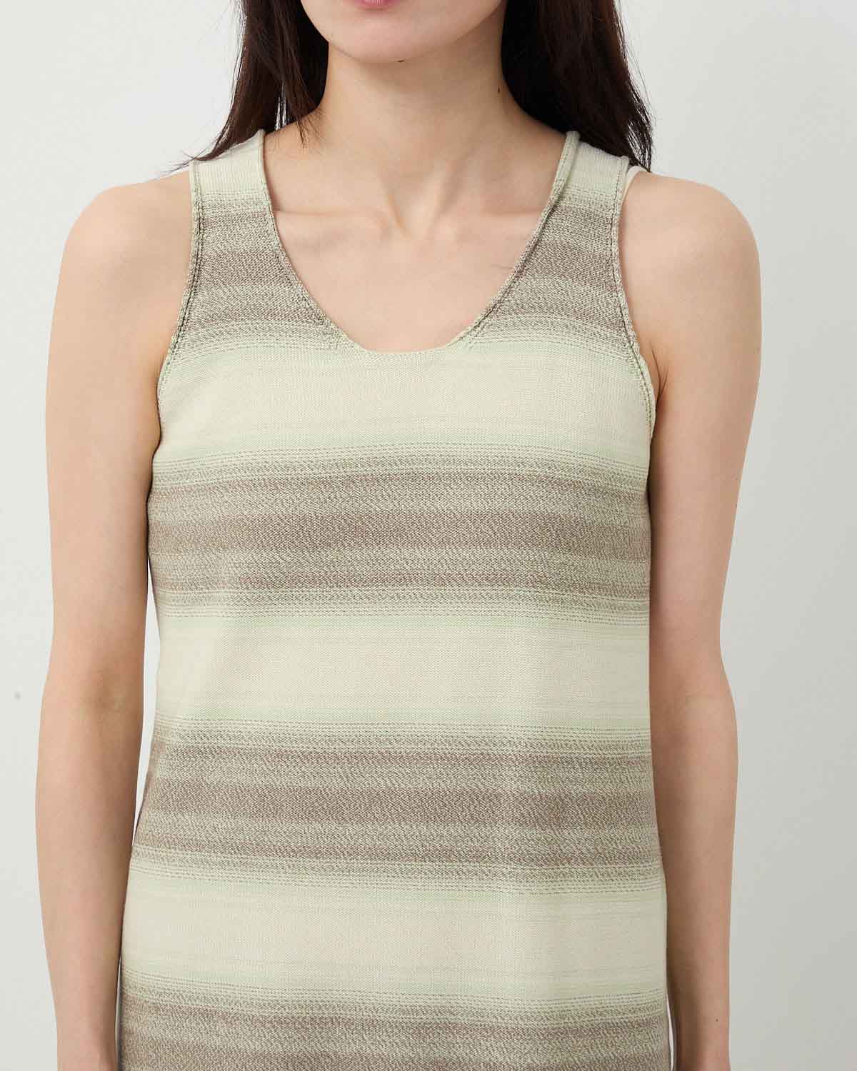 COTTON SILK GRADIENT STRIPE KNIT DRESS
