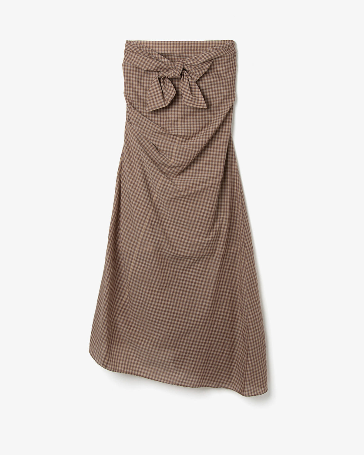 AIRY LIGHT COTTON CHECK STRAPLESS DRESS