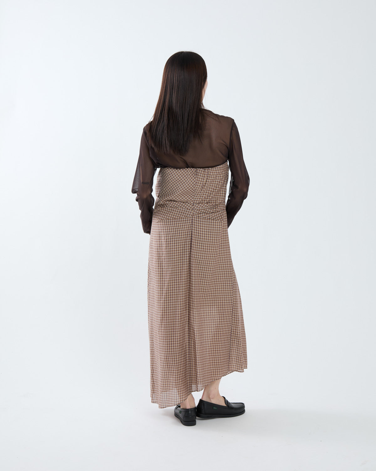 AIRY LIGHT COTTON CHECK STRAPLESS DRESS