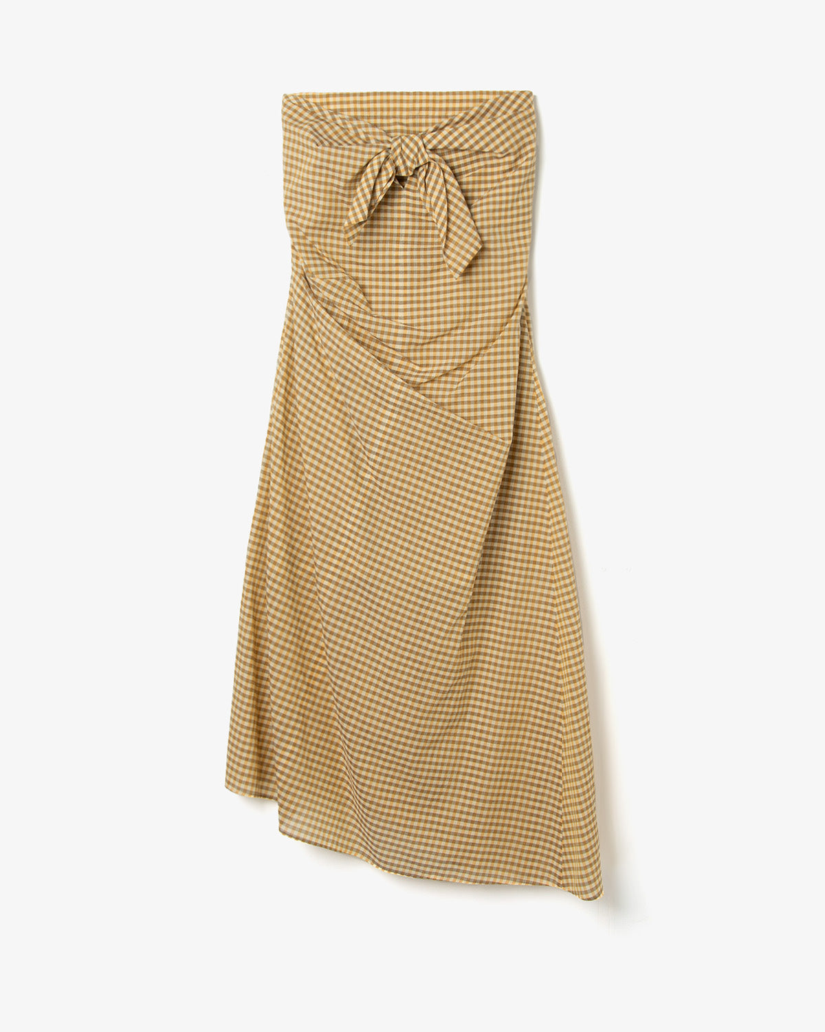 AIRY LIGHT COTTON CHECK STRAPLESS DRESS