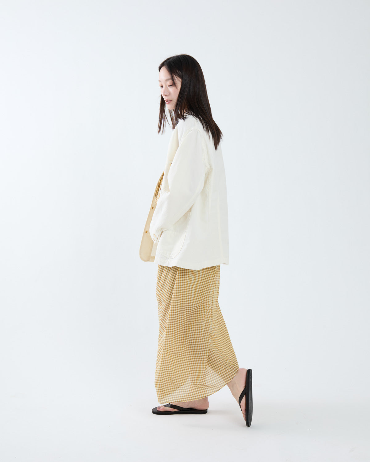 AIRY LIGHT COTTON CHECK STRAPLESS DRESS