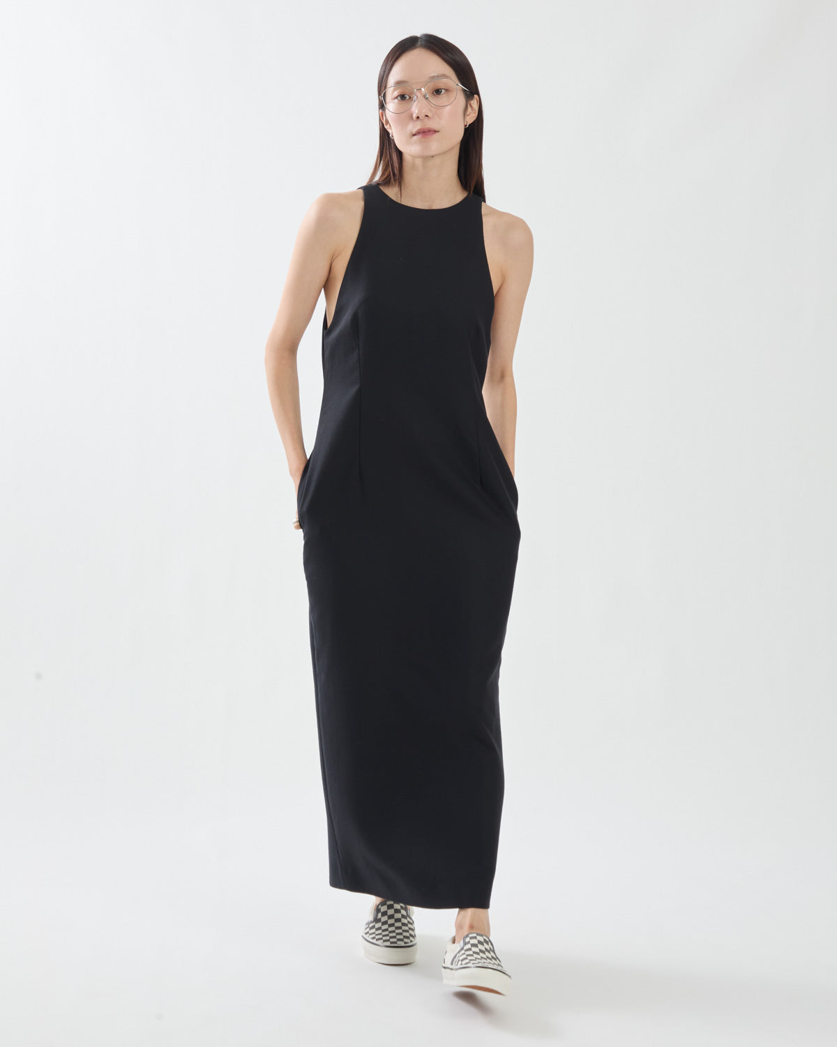 TENSE WOOL DOUBLE CLOTH SLEEVELESS DRESS