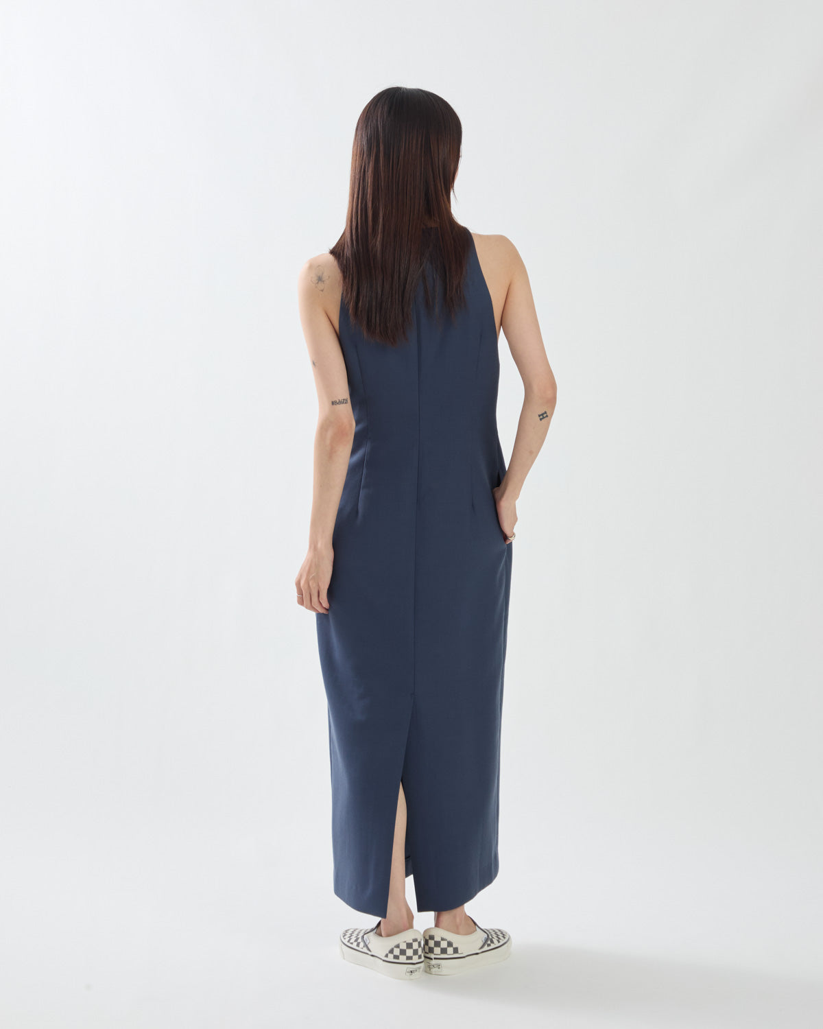 TENSE WOOL DOUBLE CLOTH SLEEVELESS DRESS