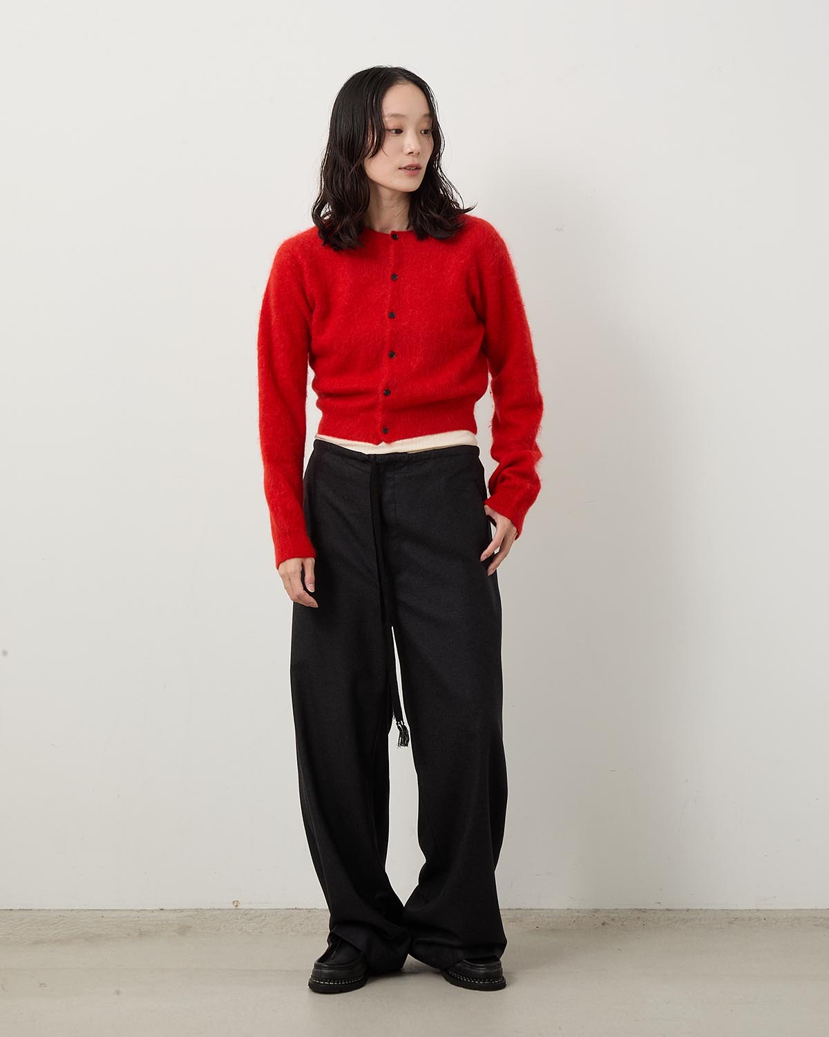 WOOL FULLING FLANNEL DRAWSTRING PANTS